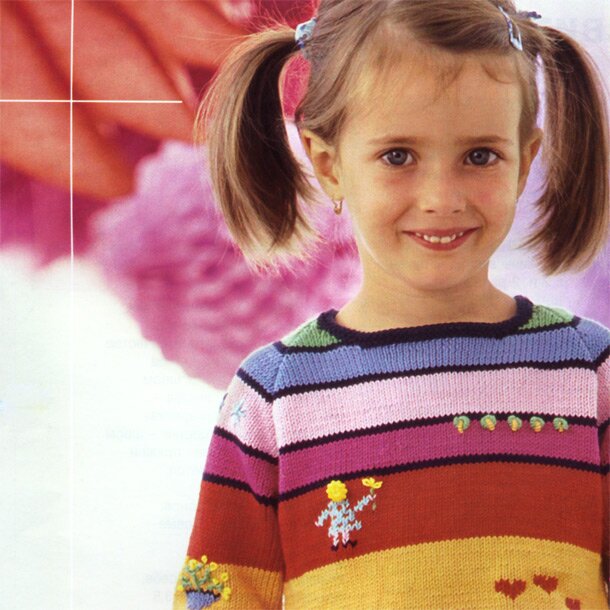 Полосатый свитер-реглан для девочки спицами (вязание спицами)