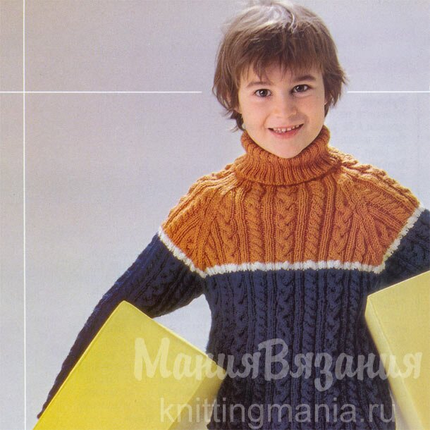 Детский свитер со жгутами