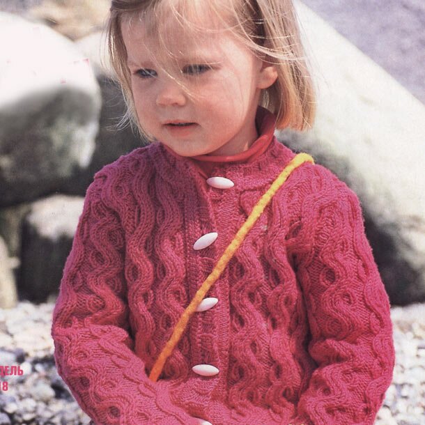 Розовый жакет вязание спицами для детей